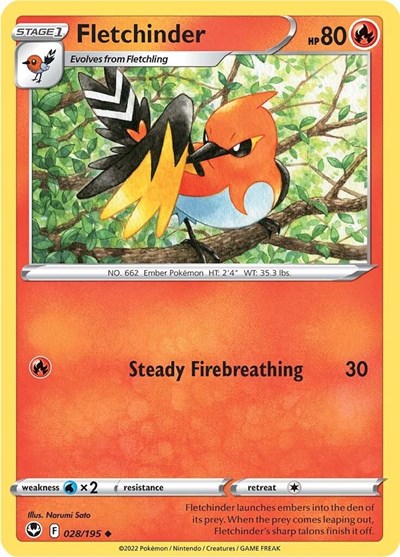 Fletchinder (SWSH12: Silver Tempest) Light Play