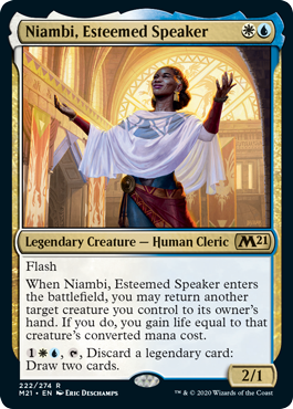 Niambi, Esteemed Speaker (Magic 2021 Core Set) Light Play Foil
