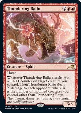Thundering Raiju (Kamigawa: Neon Dynasty) Light Play Foil