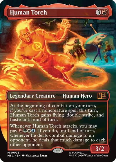 Human Torch (Borderless) (Commander: Marvel Super Heroes) Light Play Foil