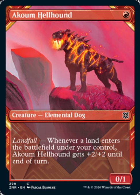 Akoum Hellhound (Showcase) (Zendikar Rising) Light Play