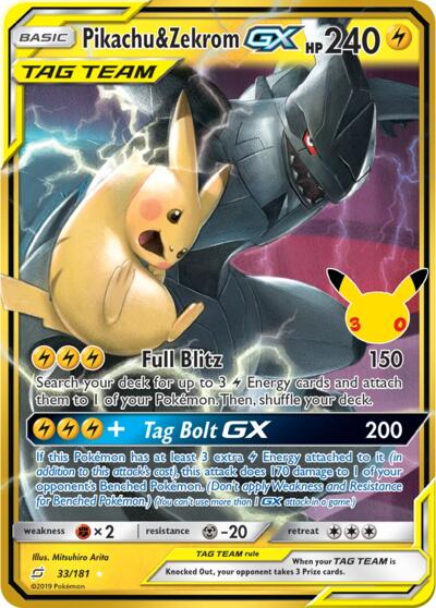 Pikachu & Zekrom GX (ME: 30th Celebration Classic Collection) Near Mint Holofoil