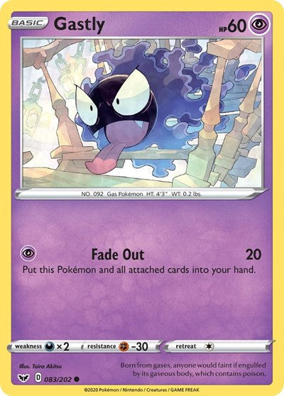 Gastly (SWSH01: Sword & Shield Base Set) Light Play