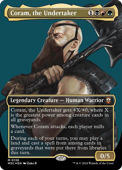 Coram, the Undertaker (Borderless) (Ripple Foil) (Commander: Modern Horizons 3) Light Play Foil