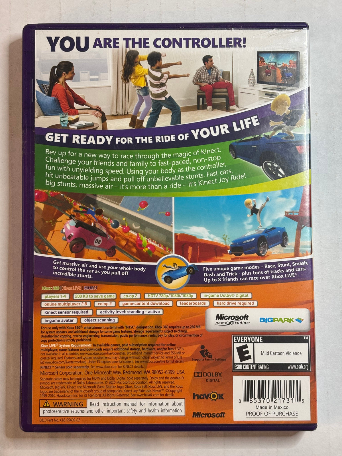 Kinect Joy Ride (Xbox 360) (Complete In Box) (Tested/Working)