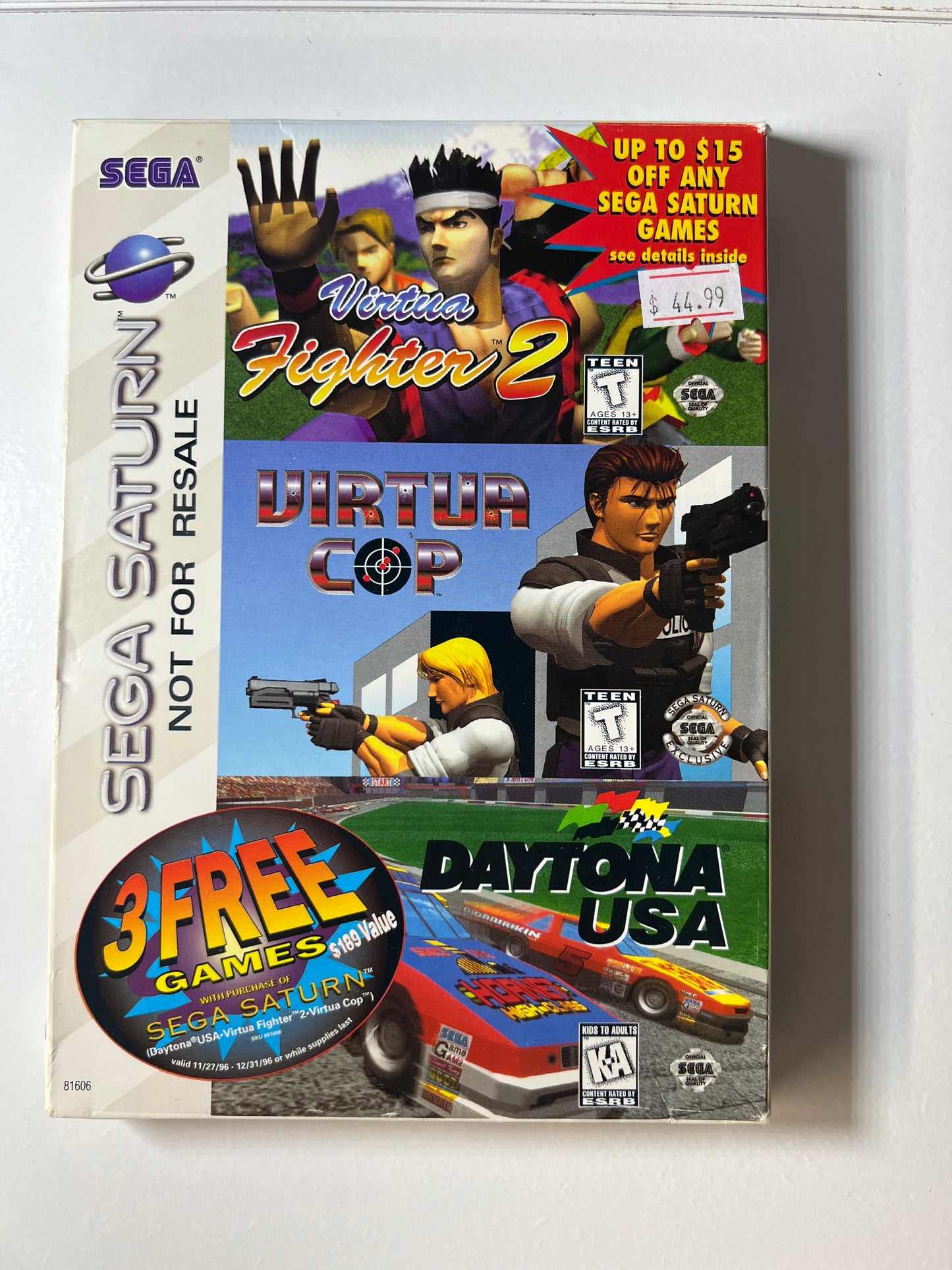 3 Free Game Pack [Virtua Cop, Virtua Fighter 2, Daytona USA] (Sega Saturn)