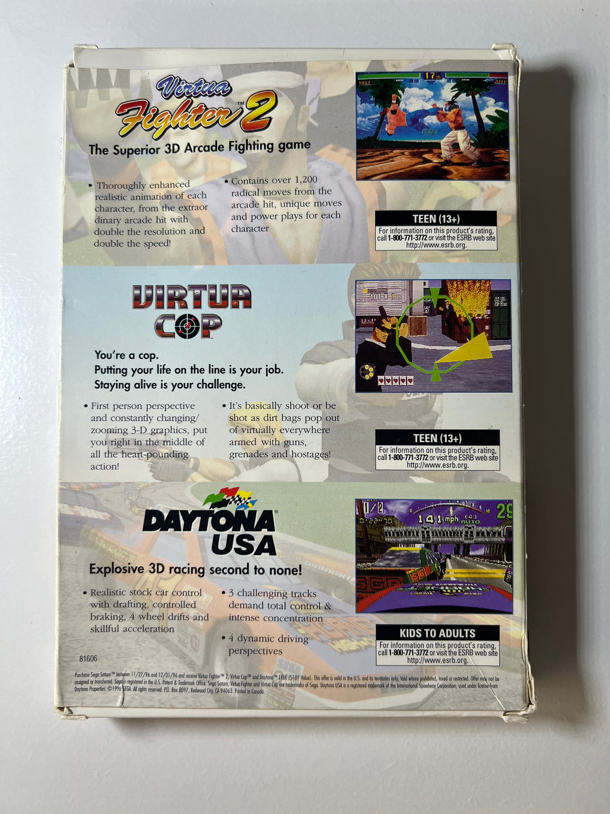 3 Free Game Pack [Virtua Cop, Virtua Fighter 2, Daytona USA] (Sega Saturn)