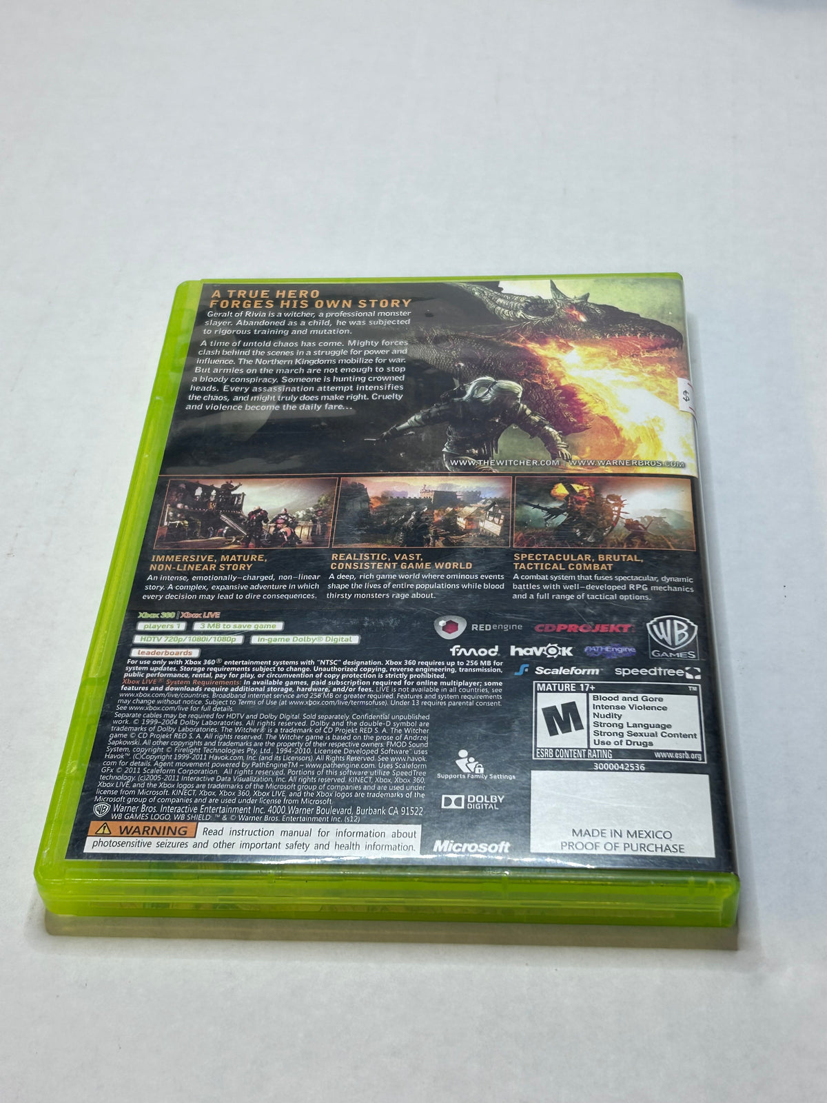The Witcher 2: Assassins of Kings: Enhanced Edition W Map (Xbox 360)