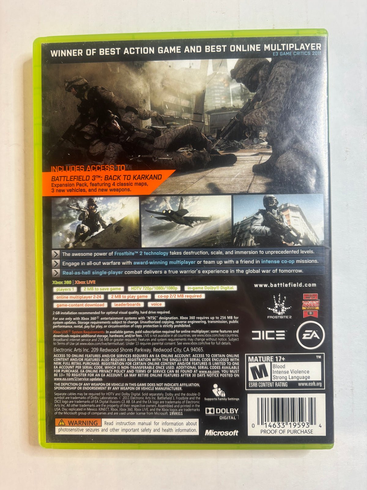 Battlefield 3 Limited Edition (Xbox 360) (No Manual) (Tested/Working)
