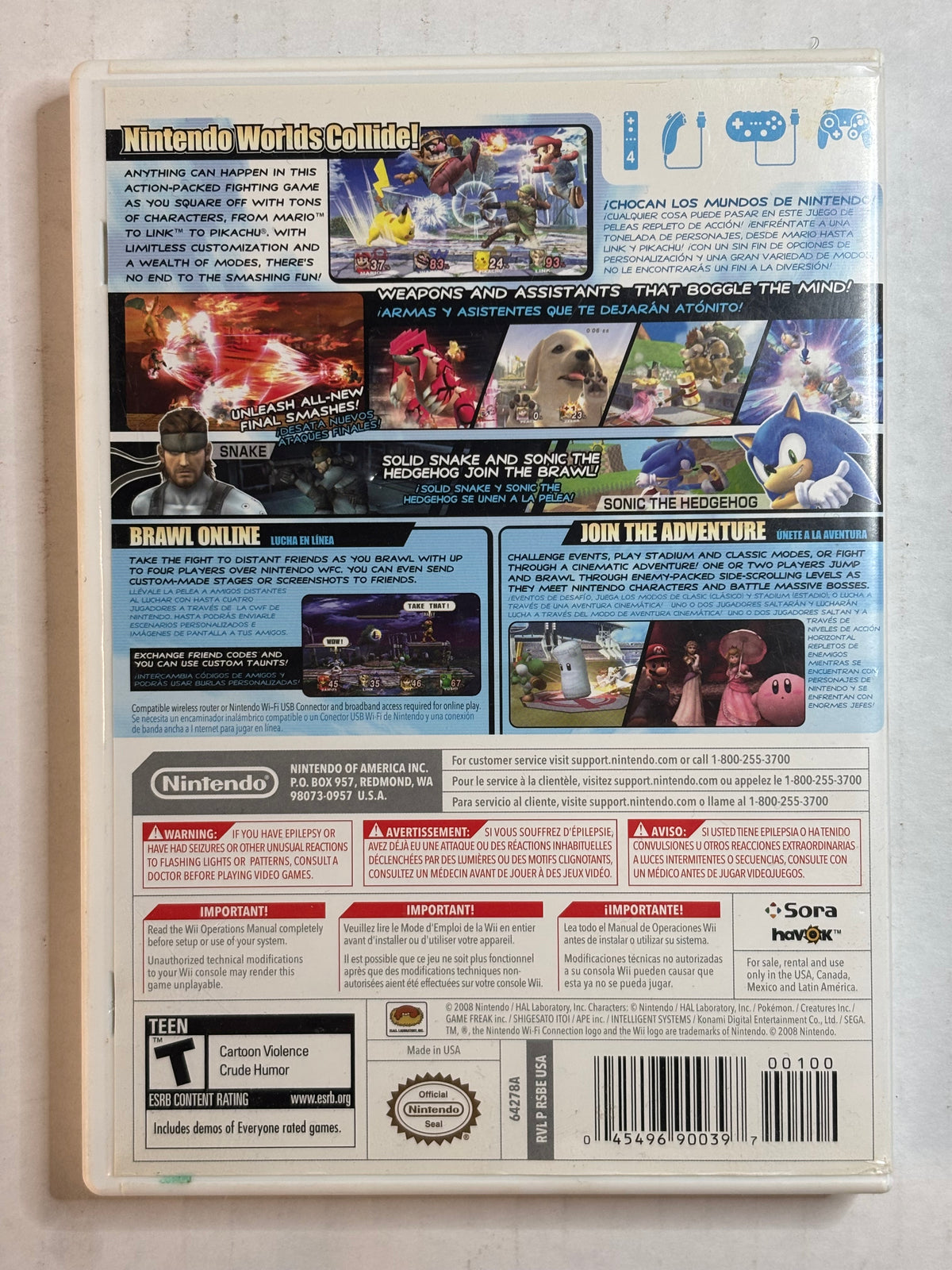 Super Smash Bros Brawl (In-Box, Complete) (Nintendo Wii) (Tested and Working)