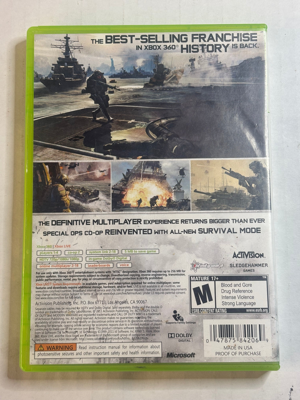 Call Of Duty Modern Warfare 3 (Xbox 360) (Complete in Box) (Tested/Working)