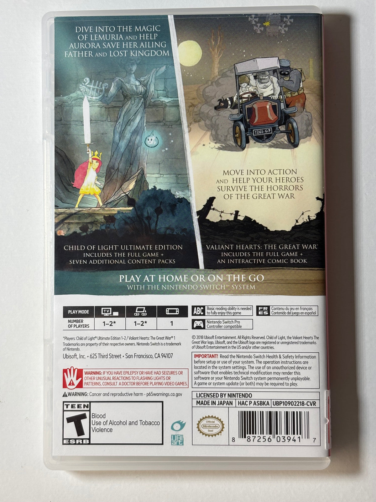 Child of Light Ultimate Edition + Valiant Hearts: The Great War (Nintendo Switch)