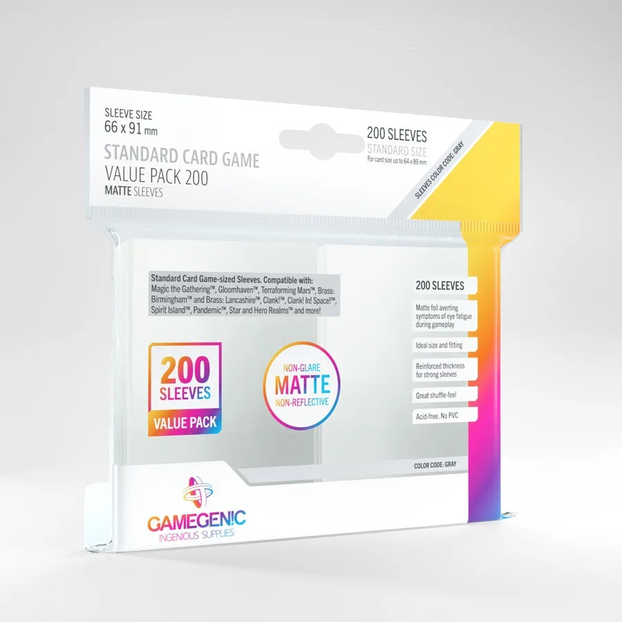 Gamegenic - Standard Card Game Value Pack 200 Matte Sleeves
