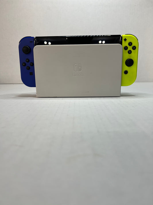OLED Switch (Blue & Yellow joycons)(missing back panel on dock)