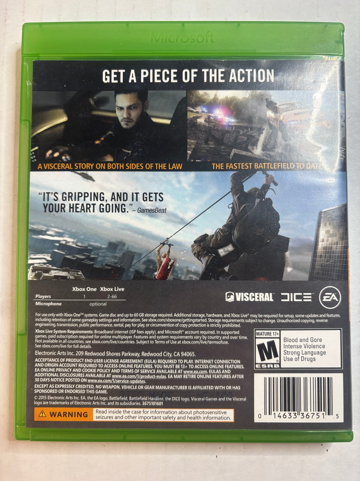 Battlefield Hardline (Xbox One) (Complete In Box)
