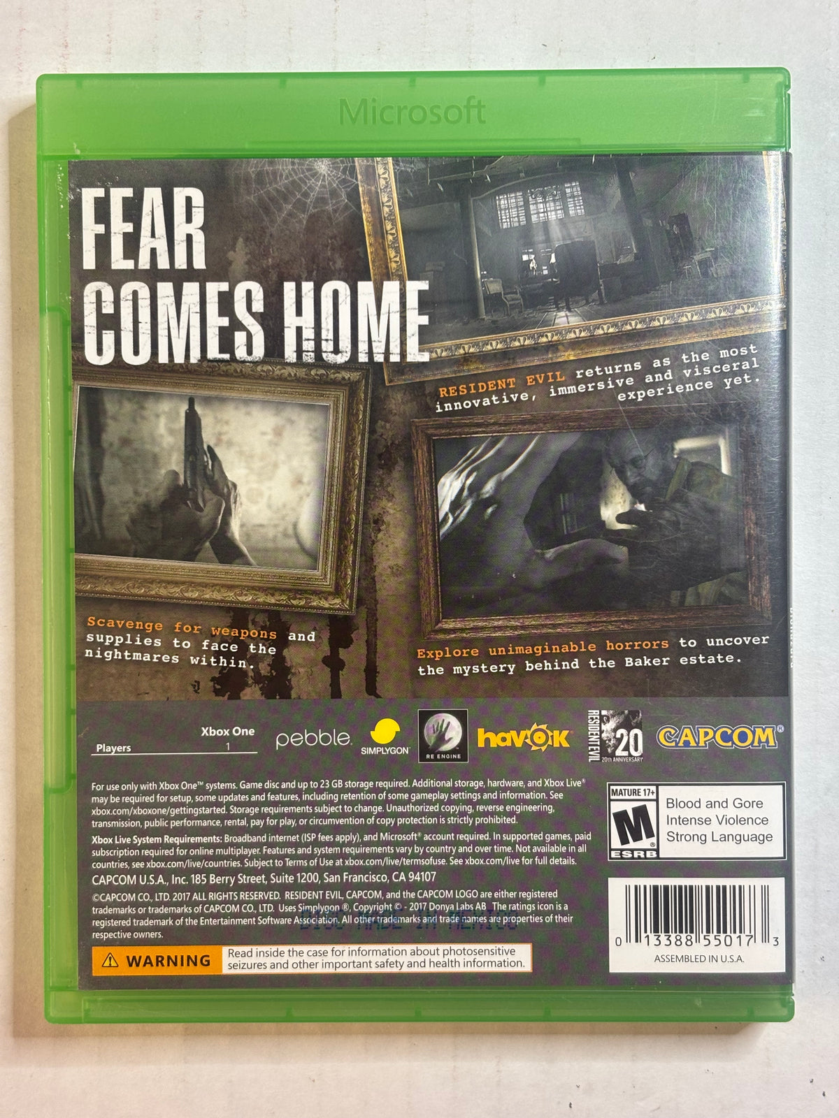 Resident Evil Biohazard (Xbox Series XS/Xbox one) (No Manual) (Tested And Working)