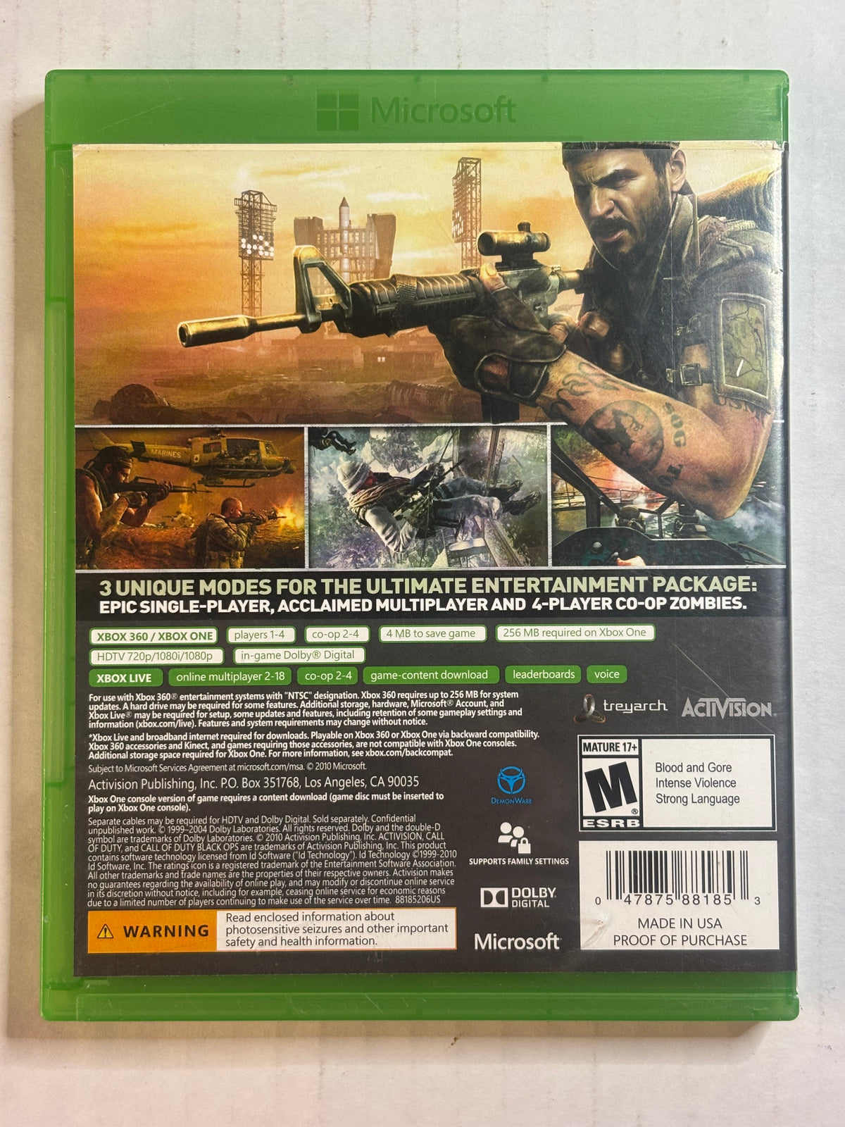 Call of Duty Black Ops (Xbox 360/Xbox one) (Complete In Box) (Tested and Working)