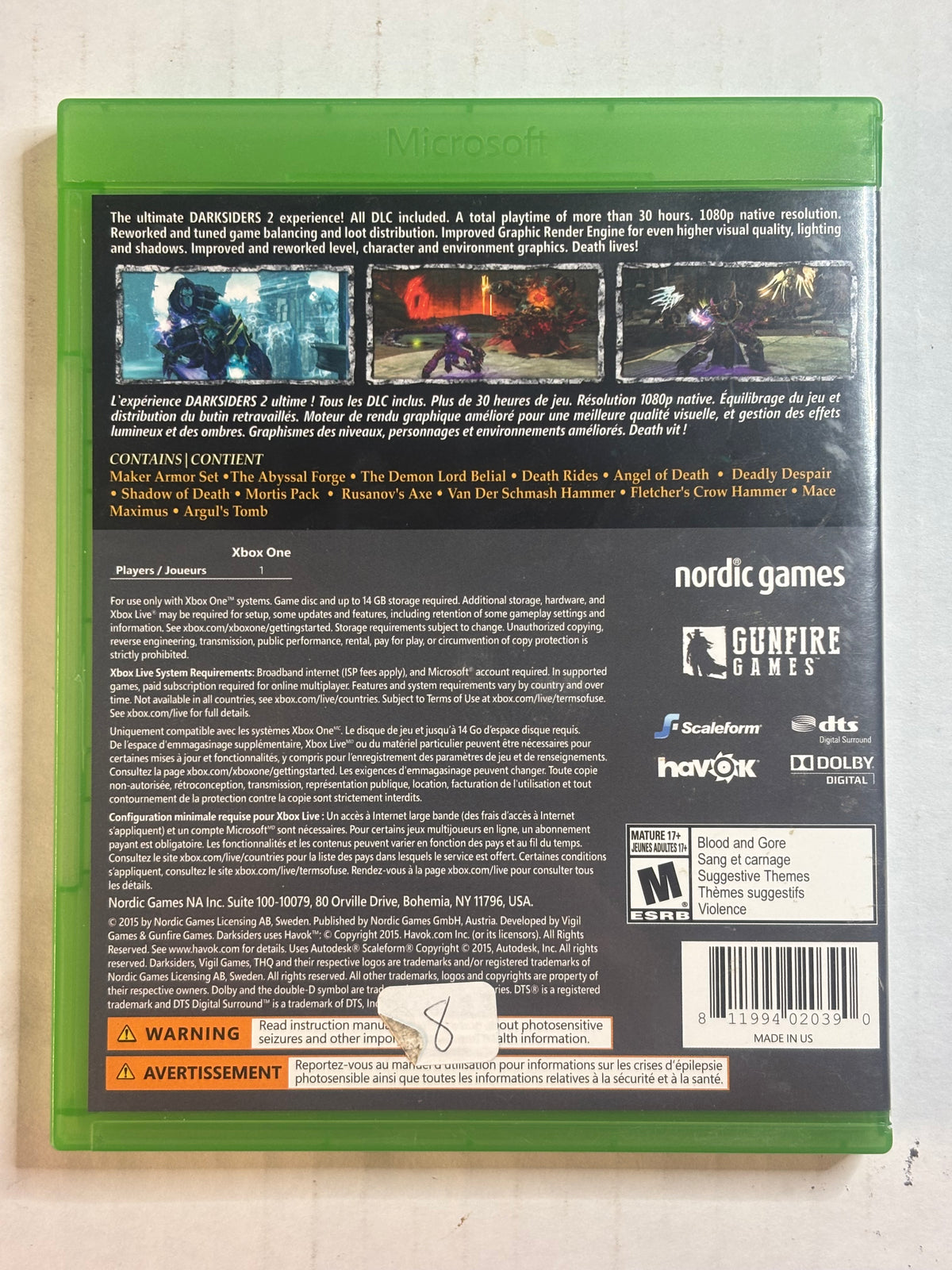 Darksiders II: Deathinitive Edition (Xbox Series X/Xbox one) (Complete in Box) (Tested and Working)