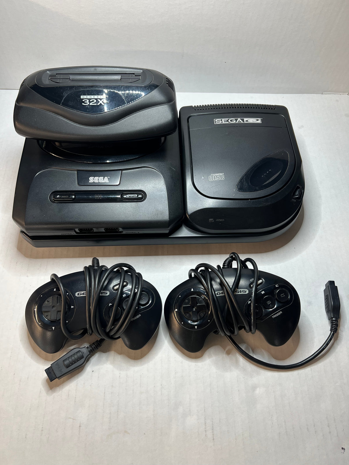 Sega Tower of Power W/ Genesis (Model 2), 32x, Sega Cd and 2 three button controllers (Cables Included)
