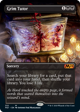 Grim Tutor (Borderless) (Alternate Art) (Magic 2021 Core Set) Light Play Foil