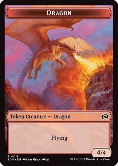 Dragon (0011) / Warrior Double-Sided Token (Tarkir: Dragonstorm) Light Play