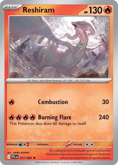 Reshiram (ME02: Phantasmal Flames) Light Play Holofoil