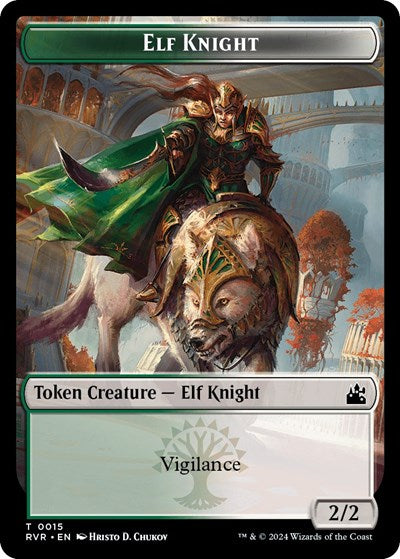 Elf Knight Token (Ravnica Remastered) Light Play