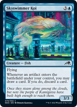 Skyswimmer Koi (Kamigawa: Neon Dynasty) Light Play Foil