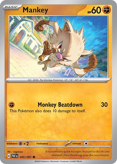 Mankey (SV: Paldean Fates) Light Play Reverse Holofoil