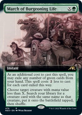 March of Burgeoning Life (Extended Art) (Kamigawa: Neon Dynasty) Light Play Foil