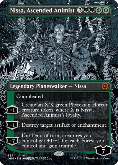 Nissa, Ascended Animist (Borderless) (Phyrexia: All Will Be One) Light Play Foil
