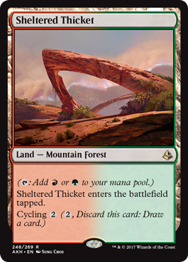 Sheltered Thicket (Amonkhet) Light Play Foil