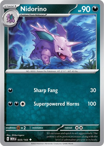 Nidorino (Scarlet and Violet: 151) Light Play Reverse Holofoil