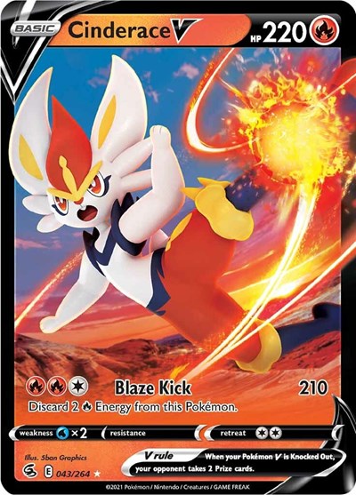 Cinderace V (43) (SWSH08: Fusion Strike) Medium Play Holofoil