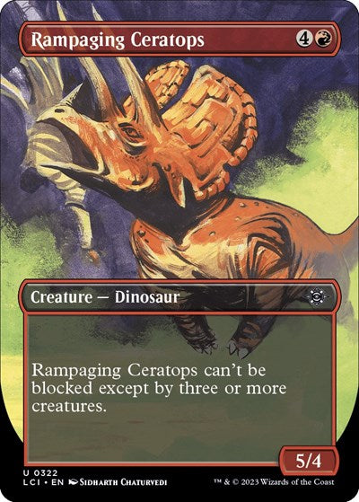 Rampaging Ceratops (Borderless) (The Lost Caverns of Ixalan) Light Play Foil