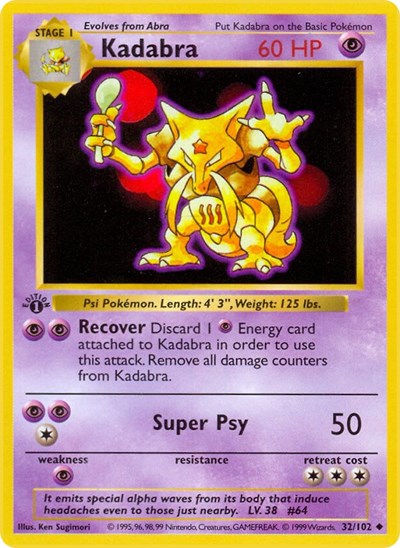 Kadabra (Base Set (Shadowless)) Damaged / Poor Unlimited