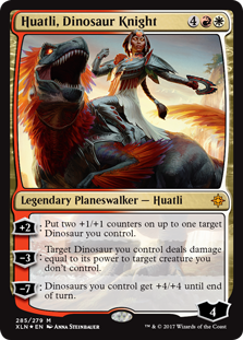 Huatli, Dinosaur Knight (Ixalan) Heavy Play Foil