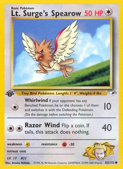 Lt. Surge's Spearow (83) (Gym Heroes) Medium Play Unlimited