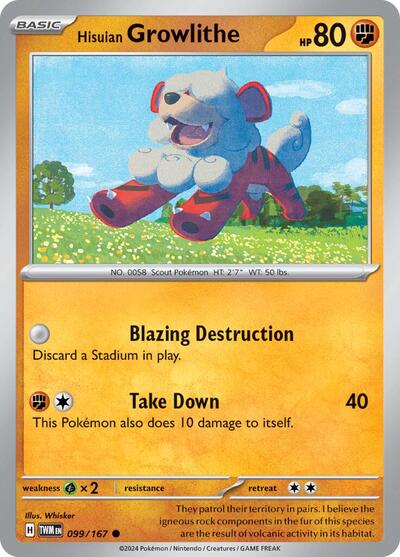 Hisuian Growlithe - 099 (SV06: Twilight Masquerade) Light Play