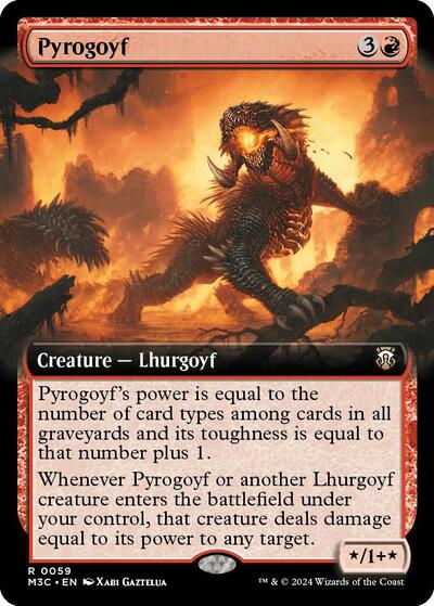 Pyrogoyf (Extended Art) (Ripple Foil) (Commander: Modern Horizons 3) Near Mint Foil