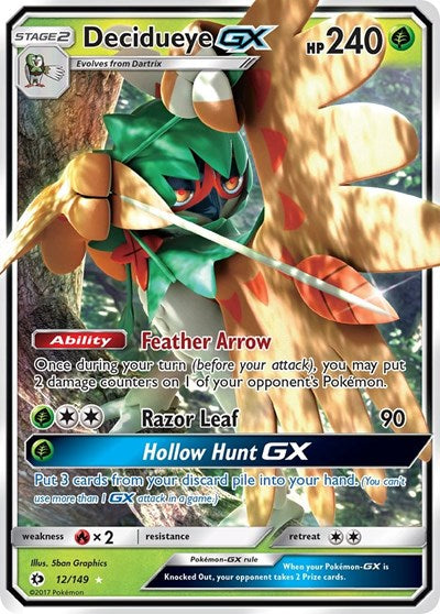 Decidueye GX (SM Base Set) Heavy Play Holofoil
