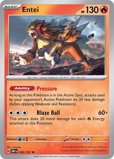 Entei (Scarlet and  Violet: Obsidian Flames) Light Play Holofoil