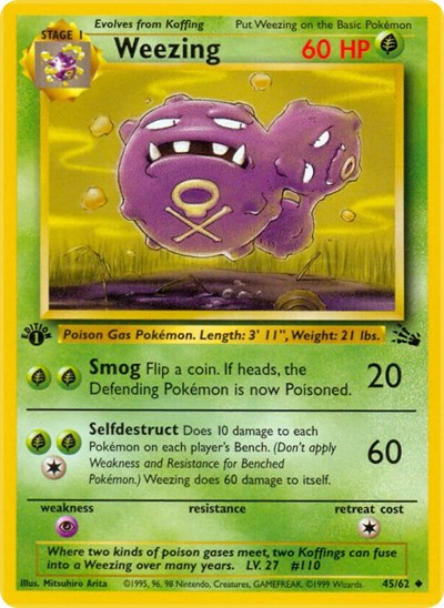 Weezing (Fossil) Damaged / Poor 1st Edition