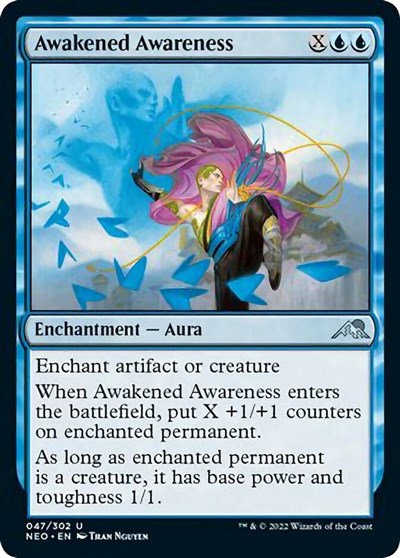 Awakened Awareness (Kamigawa: Neon Dynasty) Light Play Foil