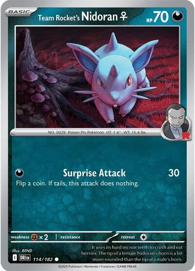 Team Rocket's Nidoran F (SV10: Destined Rivals) Light Play Reverse Holofoil