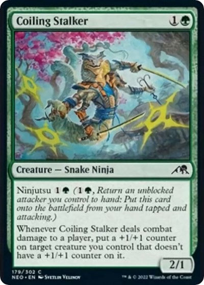 Coiling Stalker (Kamigawa: Neon Dynasty) Light Play Foil