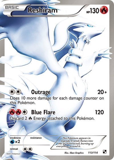 Reshiram (113 Full Art) (Black and White) Damaged / Poor Holofoil