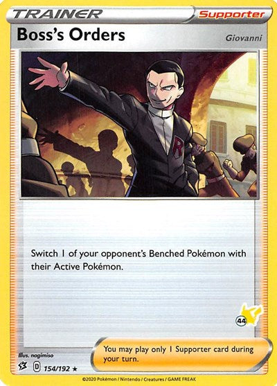 Boss's Orders - 154/192 ( 44 Pikachu Stamped) (Battle Academy 2022) Light Play
