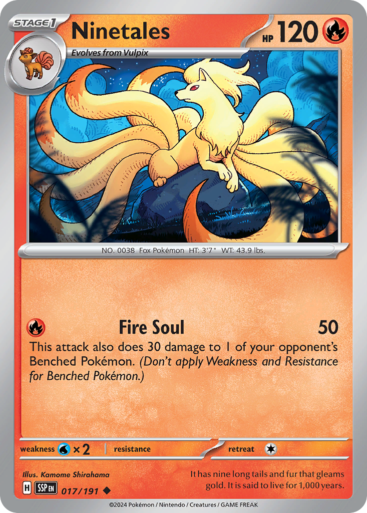 Ninetales (SV08: Surging Sparks) Light Play Reverse Holofoil