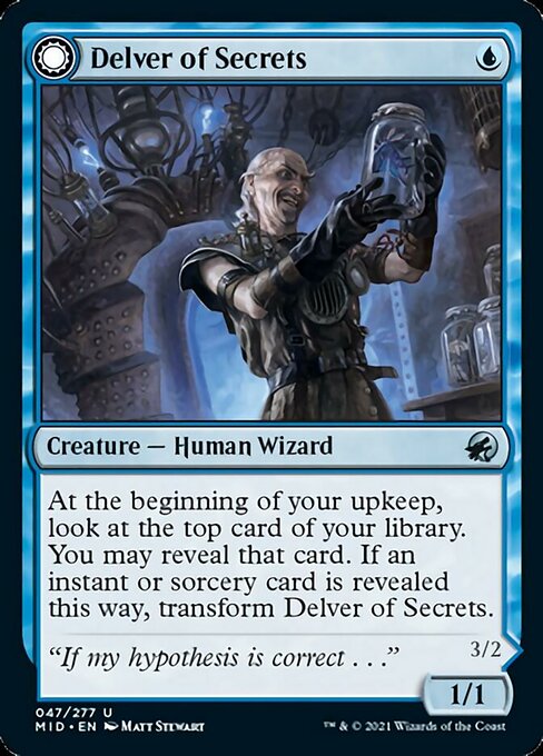 Delver of Secrets / Insectile Aberration (Innistrad: Midnight Hunt) Light Play